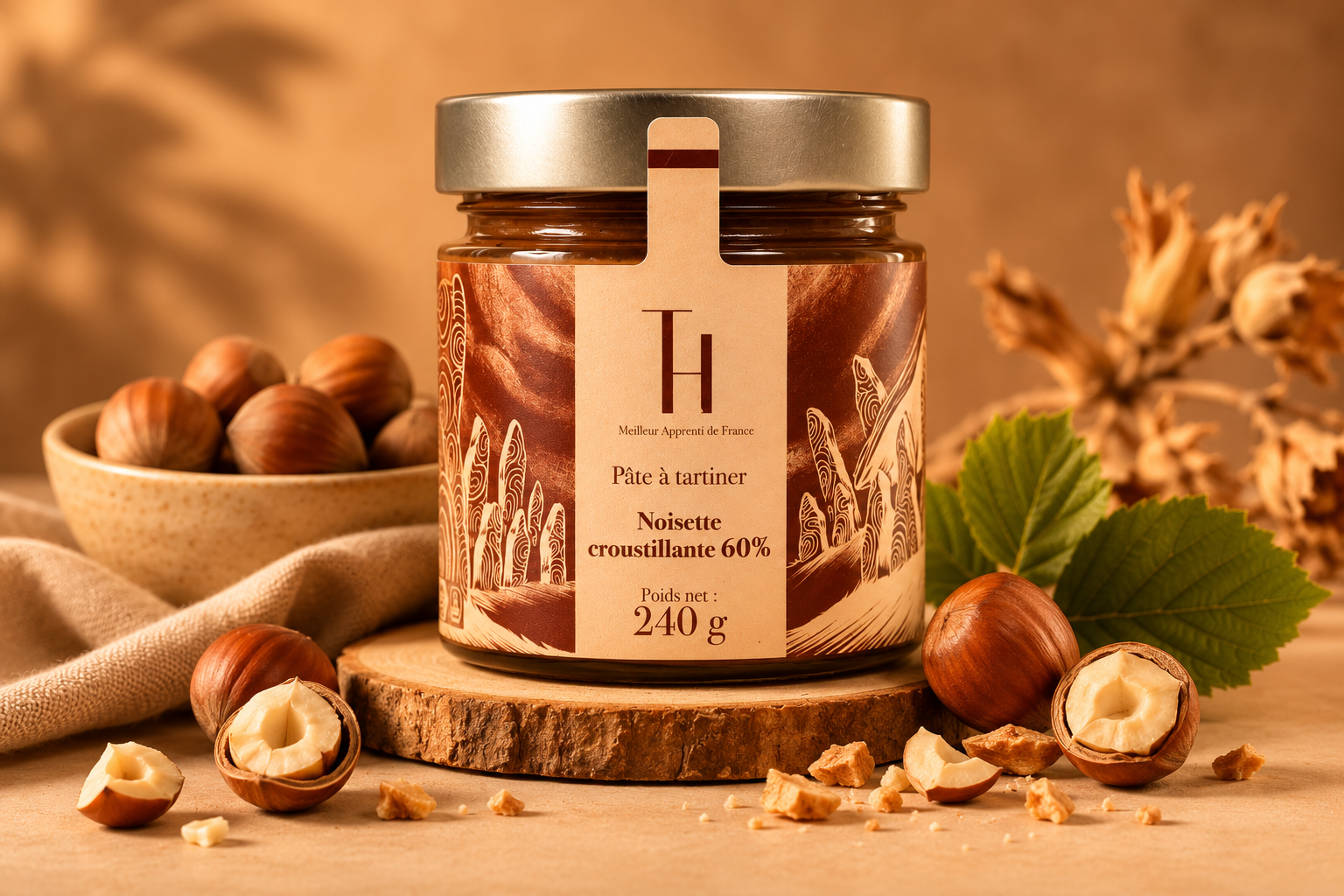 Pâte à tartiner noisettes croustillante 60% 240g*