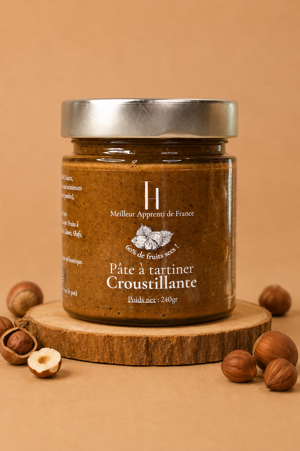 Pâte à tartiner noisettes croustillante 60% 240g*